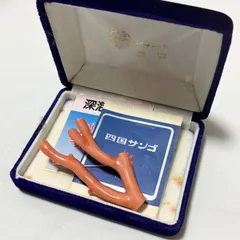 【送料無料】本珊瑚/サンゴ/ブローチ/和装小物/アンティーク/四国サンゴ/アクセサリー/箱付き/中古品