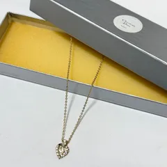 【送料無料】Christian Dior/クリスチャンディオール/ネックレス/ゴールド/ストーン付/ロゴハート/中古品/箱付き