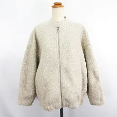 ザラ ZARA ボンバージャケット ブークレー オーバーサイズ 長袖 ジップアップ XS-S ベージュ ※EKM