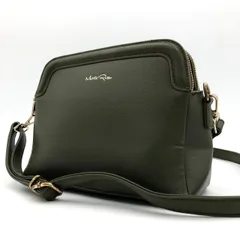 【美品】Moute Rossa ショルダーバッグ カーキ 緑 サフィアーノ調