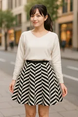 ZARA TRF＊フレアミニスカート　モノトーン柄　美脚シルエット