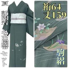 【着物と帯 時流】SK25707ts◆正絹 夏着物 付下げと名古屋帯セット◆駒絽