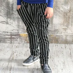 Bee【♪クーポン利用で20％OFF♪】テーパードパンツ◇ストライプブラック◇韓国子供服 韓国子ども服 韓国こども服 キッズ 女の子 男の子 90 100 110 120 130 140 150
