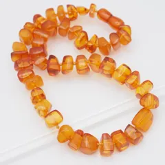 J876 琥珀 コハク アンバー ネックレス デザイン カット