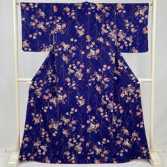 古布◇美品◇アンティーク着物◇花と蝶◇長襦袢◇縮緬◇丈125cm◇正絹