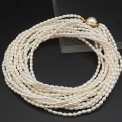 J451 淡水真珠 パール ネックレス 8連 ゴールド デザイン 6月誕生石