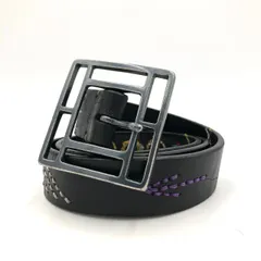 レザーベルト 刺繍 カジュアル 黒 本革 メンズ