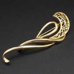 J617 ヴィンテージ SILVER刻印 ブローチ 透かし彫り ゴールド デザイン シルバー