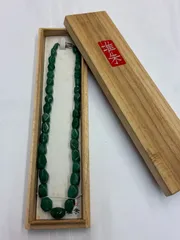 N 最終値下げ中【ヴィンテージ】 ネックレス グリーンカラー シルバー silver 箱付 アクセサリー