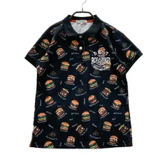 サイズ：L ROSASEN ロサーセン 048-24441 フロントプリント 半袖ポロシャツ ハンバーガー柄 ブラック系 [240101547500] ゴルフウェア レディース ストスト