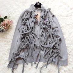 新品　完売品　リコール　Requal　Ribbon Track Jacket 　リボン　トラックジャケット　スウェット　ジャージ　フルジップ　ワッペン　ユニセックス　グレー　灰色　1　S　コットン　モード系　ストリート