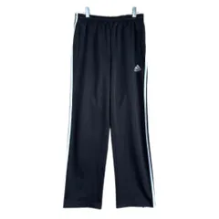 adidas　トラックパンツ　ジャージ　Oサイズ　刺繍ロゴ　ストライプ模様