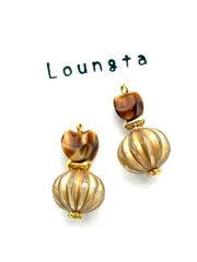 3510チェコビーズピアス ゴールド 小ぶりピアス 樹脂ピアス