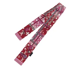 極美品 LOUIS VUITTON ルイヴィトン ツイリー スカーフ バンドー モノグラム コンフィデンシャル  ピンク レディース シルク100％