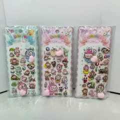【新品】LABUBU ラブブ スティッチ クロミ メロディー おしり ぷくぷくシール 3 枚セット マシュマロ スクイーズ 3D 立体シール 可愛い キャラクター シールセット 手帳デコ スクラップブック 日記帳