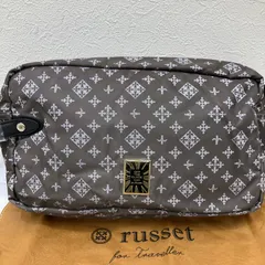 7039　russet ラシット　ハンドバッグ　ポーチ　ハンドル付きポーチ　サブバッグ　セカンドバッグ　グレージュ系　グレー系　ブラック　レディース　ナイロン　レザー　ポケット多数　シンプル　OFF THE CLOCK