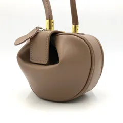 ダンプリングバッグ ハンドバッグ 丸型 ベージュ ミニバッグ がま口金具