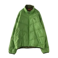 PUMA　デザインジャケット　ダウン　刺繍ロゴ　ワンポイント　グリーン