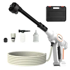 NANWEI コードレス高圧洗浄機 充電式 マキタ18Vバッテリー対応 ブラシレスモーター 洗車機 小型軽量 自吸式 水道接続不要 6in1ノズル/フォームノズル付き ペットボトル使用可能 庭掃除用 高圧水ジェット (本体のみ)【バッテリーと充電器別売り】