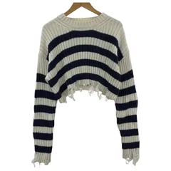 ZARA ザラ ショート丈 ボーダーニット sizeEUR M/ホワイト×ネイビー