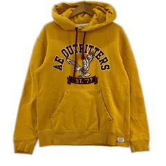 AMERICAN EAGLE アメリカンイーグル ロゴプリント 裏起毛パーカー sizeXS/イエロー系