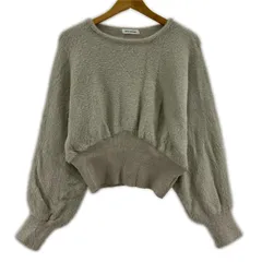 NATURAL BEAUTY BASIC ナチュラルビューティーベーシック ウエストリブ フェザーニットカットソー sizeM/グレー