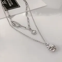 2重チェーンネックレス シルバー 韓国ストリート ユニセックス