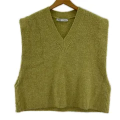 ZARA ザラ Vネック ニットベスト sizeEUR S/イエロー系