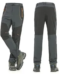 お得！store 冬アウトドア メンズ ズボン 速乾 耐摩耗性 釣りズボン冬 ストレッチ パンツ (グレー＆黒,  L)