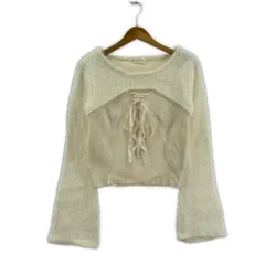 MAJESTIC LEGON マジェスティックレゴン ドッキング レースアップ リブニットカットソー sizeM/アイボリー