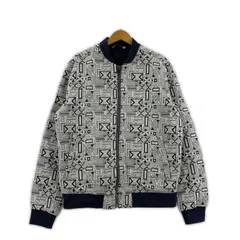 ZARA ザラ 総柄 ジップアップジャケット sizeEUR L/オフホワイト×ネイビー