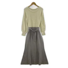 PROPORTION プロポーション ボディドレッシング ベルト付き シャギーニット 切替ワンピース sizeM/アイボリー×グレー系