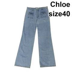 ●◆ クロエ Chloe フレアデニムパンツ ワイドレッグ ハイライズ ライトブルー コットン100％ 40 L～XL 11～13号 レディース S5Y049のサムネイル