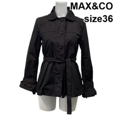 ◆ マックスアンドコー MAX&CO ベルテッドジャケット 長袖 ペプラム 袖口フレア ミドル丈 ダークブラウン 36 S 7号 レディース S5Y081のサムネイル
