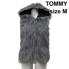 ◆ トミー TOMMY エコファー フーデッドベスト ジレ ノースリーブ フード シャギー加工 ライトパープル M 9号 レディース S5Y062