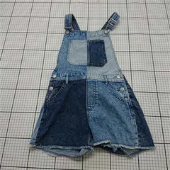 ◇ Θ ギャップ GAP デニム オーバーオール ショートパンツ パッチワーク キッズ 150cm ブルー系 E  【1510240011463】
