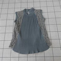 ◇ ⊂ ミッシュマッシュ MISCH MASCH レース切替プリーツブラウス M ブルー系 レディース E  【1510240012064】