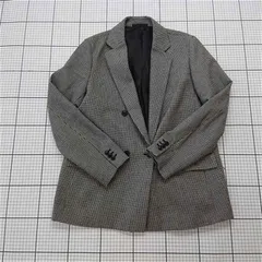◇ ⊇ ユニクロ UNIQLO チェック柄テーラードジャケット グレー系 8 レディース E  【1510240013122】