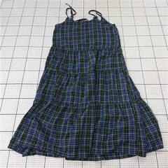 ◇ ⊂ kutir クティール KT127119BW チェック柄キャミワンピース Fサイズ レディース グリーン ネイビー系 E  【1510240015478】