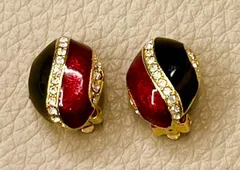 【イヤリング 赤黒 ヴィンテージテイスト】