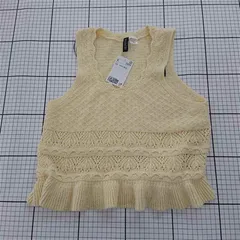 ◇ ⊂ エイチアンドエム H&M DIVIDED ニットベスト レース編み ベージュ系 S レディース E  【1510290003555】