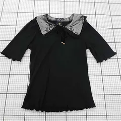 ◇ ⊂ ロジータ ROJITA レース襟リボン付き半袖トップス ブラック系 レディース F E  【1510290005238】