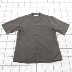 ◇ ⊂ ユナイテッドアローズ グリーンレーベルリラクシング バンドカラーシャツ 半袖 メンズ ダークブラウン系 Ⅼ E  【1510290006600】