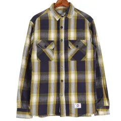 デニムインディゴマスター X エスピオナージ ヘビー フランネル シャツ M / k1526