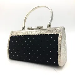 パーティバック レトロデザイン メタルフレーム クラッチバッグ フォーマルバック 黒 ビジュー