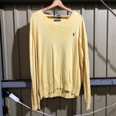 1068 Polo by Ralph Lauren セーター イエロー XL ポロバイラルフローレン ニット コットン ワンポイント 刺繍ロゴ ポロポニー 古着卸 アメリカ仕入