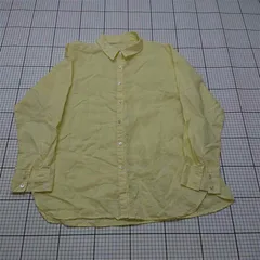 ◇ Θ エヌ ナチュラルビューティーベーシック リネン混 長袖 シャツ ブラウス サイズM イエロー系 レディース E  【1510290015534】