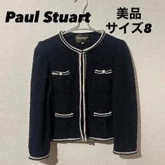 PaulStuart ポールスチュアート ジャケット ツイードジャケット レディース M 長袖 ツイード 重ね着 ブラック 黒 冬