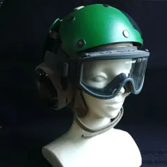 【米軍実物・放出品】ESSゴーグル&耐衝撃デッキクルーヘルメット(グリーン)