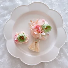 【24時間以内発送】七五三髪飾り　和三盆カラー　キッズヘアクリップ タッセル　お揃い